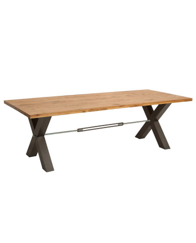 Table en bois de chêne sauvage huilé avec pieds en métal 200x100x76 cm Nordic X