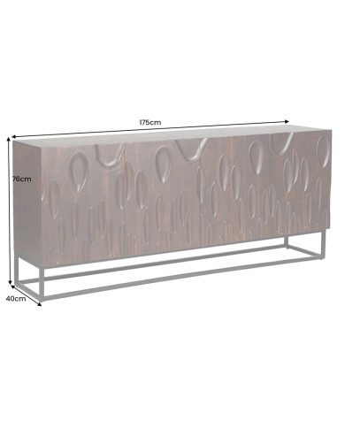 Commode buffet en bois massif d'acacia 4 portes 175 cm ARBORIS