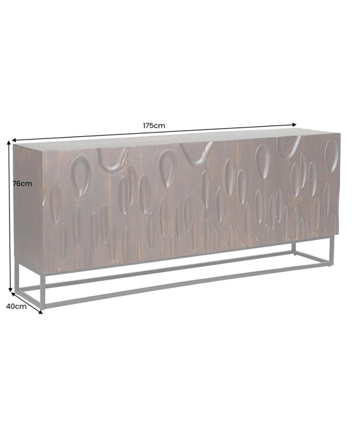 Commode buffet en bois massif d'acacia 4 portes 175 cm ARBORIS