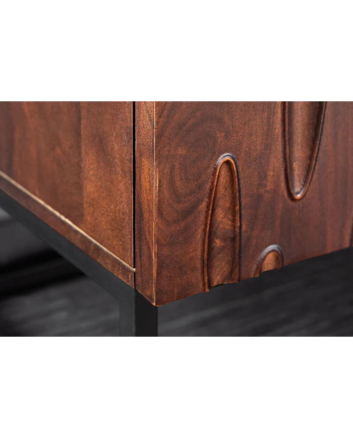 Commode buffet en bois massif d'acacia 4 portes 175 cm ARBORIS