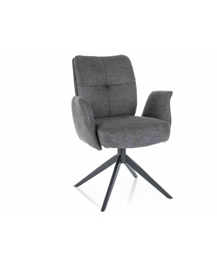 Chaise rembourrée ressorts pivotante en tissu avec pieds en métal Wing
