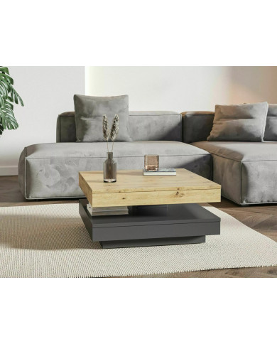 Table basse avec plateau rotatif 360° 67x67 cm Cotto