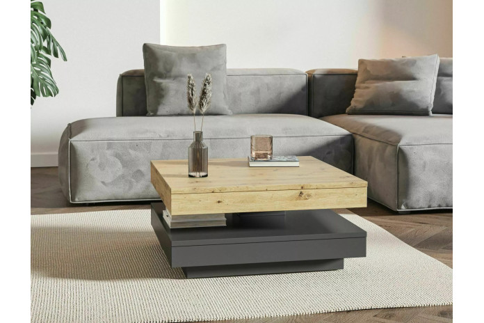 Table basse avec plateau rotatif 360° 67x67 cm Cotto