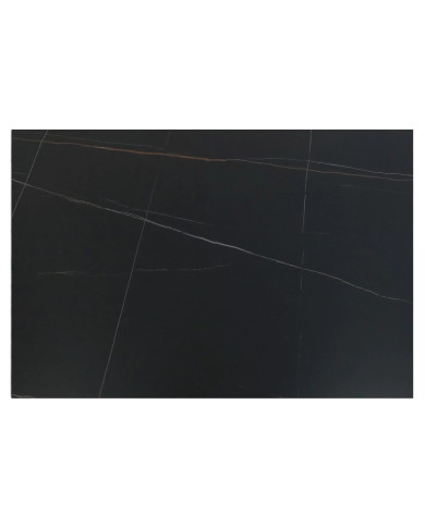 Table en céramique extensible effet marbre noir pieds bois noir 120(180)x80x75 cm Sento