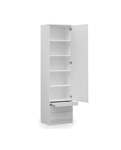 Colonne haute étagères une porte avec tiroirs et tablette 60 cm - Londres DeLuxe