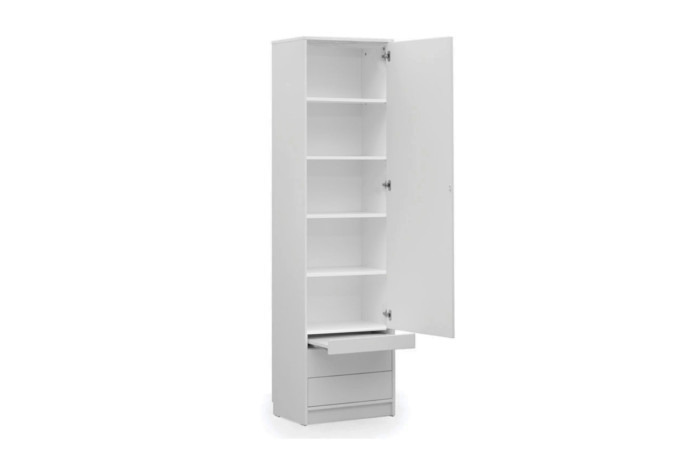 Colonne haute étagères une porte avec tiroirs et tablette 60 cm - Londres DeLuxe
