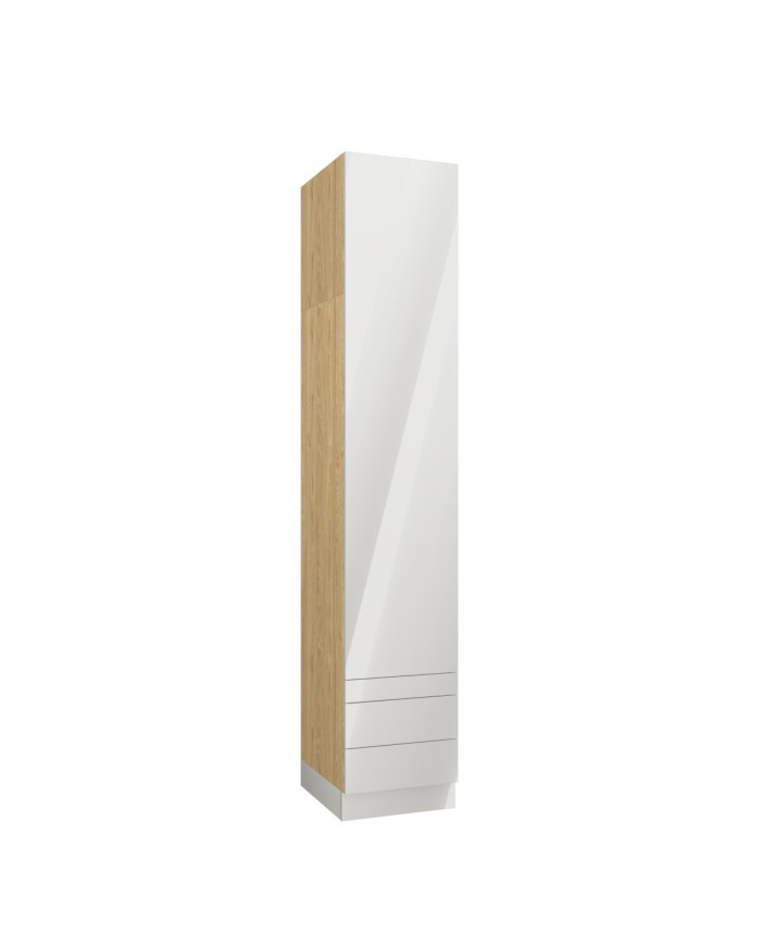 Armoire une porte double penderie et double tiroirs et tablette 45 cm blanc brillant Ambiance