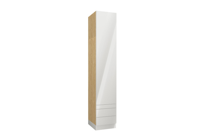 Armoire une porte double penderie et double tiroirs et tablette 45 cm blanc brillant Ambiance
