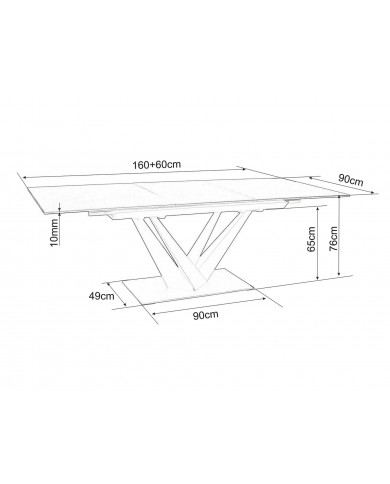 Table céramique Design Sorento 160(220)x90 cm