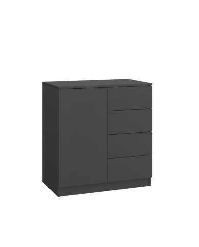 Commode 4 tiroirs et 1 porte 80 cm gris graphite Ambiance