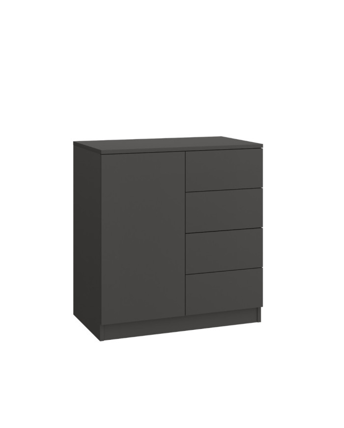 Commode 4 tiroirs et 1 porte 80 cm gris graphite Ambiance
