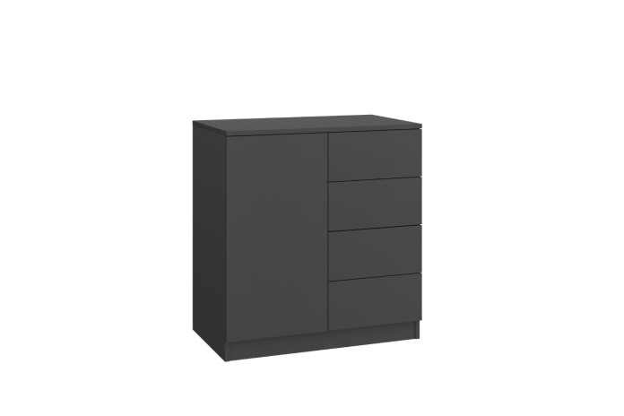 Commode 4 tiroirs et 1 porte 80 cm gris graphite Ambiance