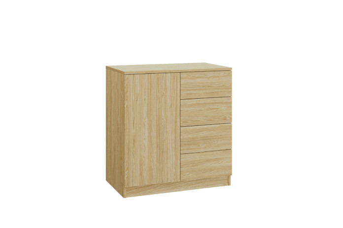 Commode 4 tiroirs et 1 porte 80 cm chêne huilé Ambiance