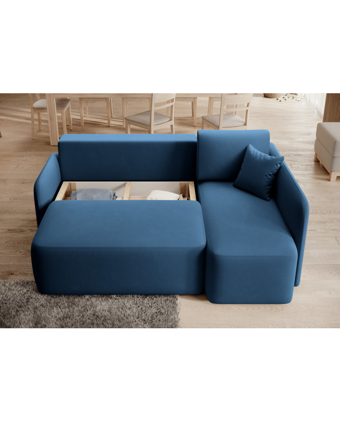 Canapé d'angle convertible couchage et coffre 206 cm VOLTIS
