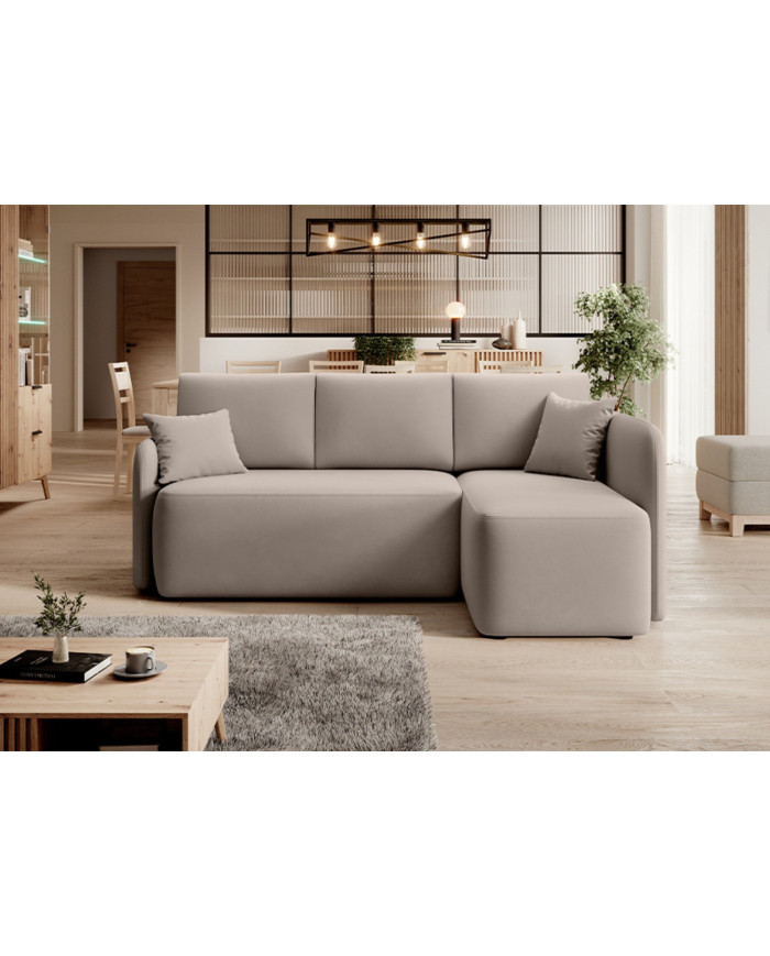 Canapé d'angle convertible couchage et coffre 206 cm VOLTIS