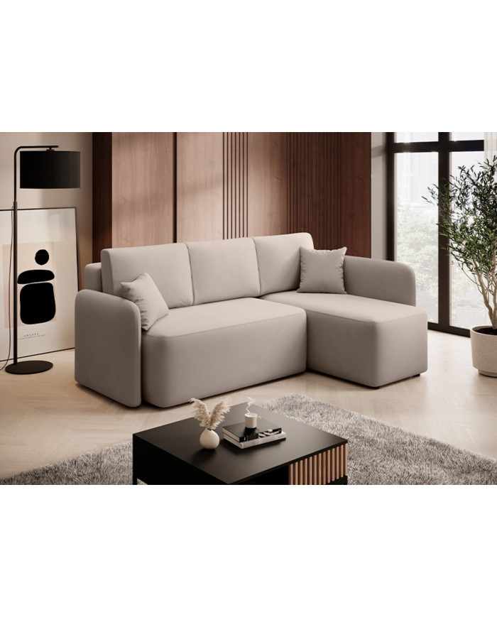 Canapé d'angle convertible couchage et coffre 206 cm VOLTIS