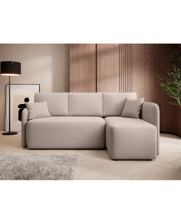 Canapé d'angle convertible couchage et coffre 206 cm VOLTIS