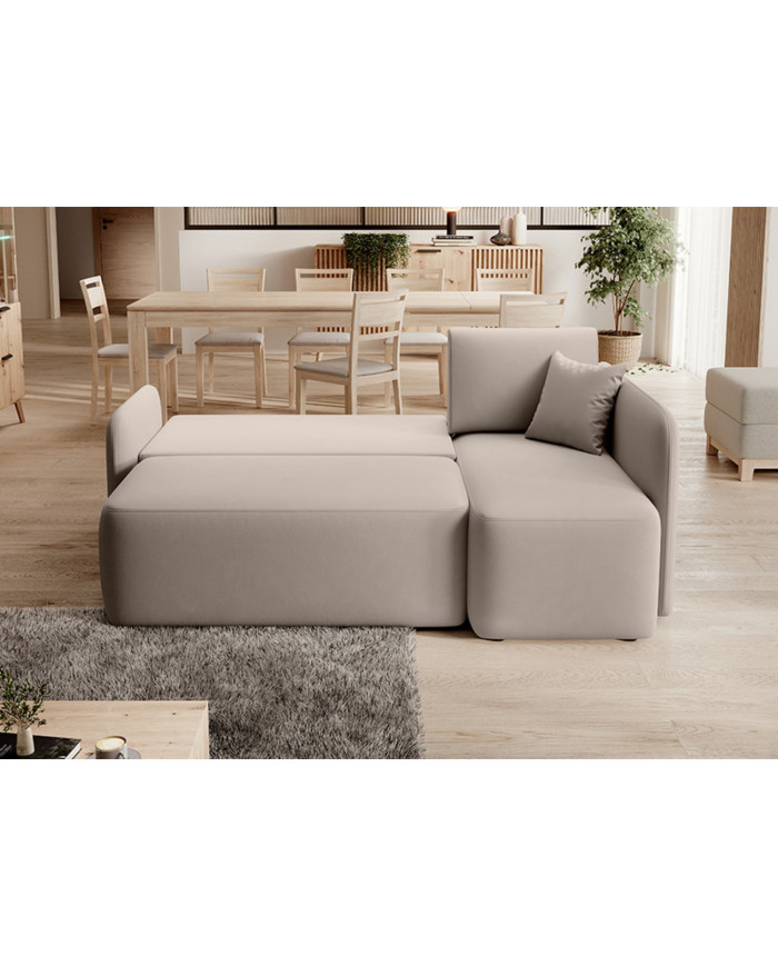 Canapé d'angle convertible couchage et coffre 206 cm VOLTIS