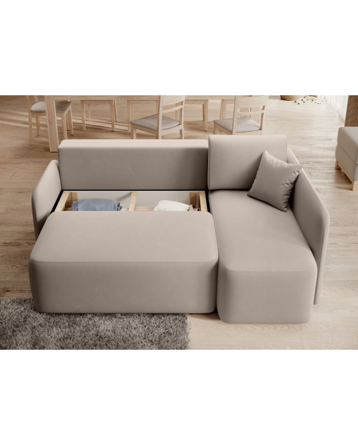 Canapé d'angle convertible couchage et coffre 206 cm VOLTIS