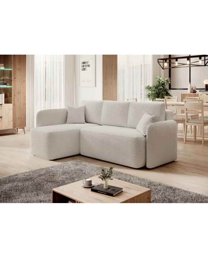 Canapé d'angle convertible couchage et coffre 206 cm VOLTIS