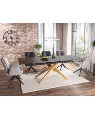 Table à rallonge avec plateau en céramique et pieds bois 180(230)x90 cm Loreto