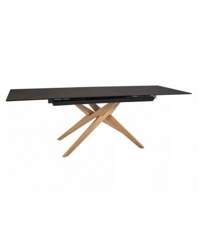 Table à rallonge avec plateau en céramique et pieds bois 180(230)x90 cm Loreto