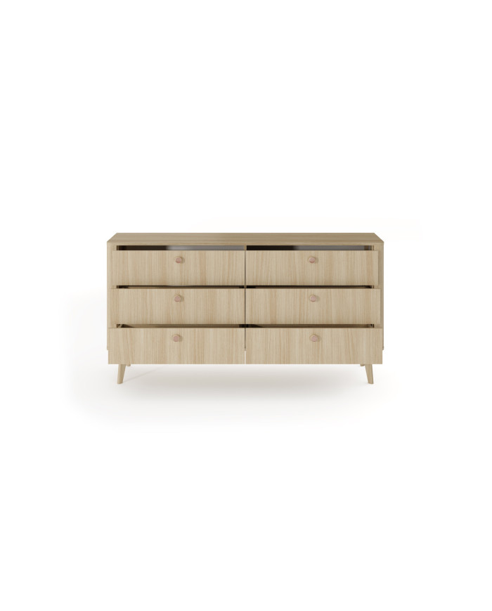 Commode 6 tiroirs chêne barista 163 cm ELIA