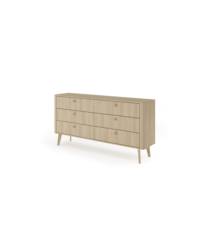 Commode 6 tiroirs chêne barista 163 cm ELIA