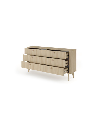Commode 6 tiroirs chêne barista 163 cm ELIA
