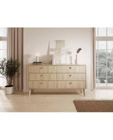 Commode 6 tiroirs chêne barista 163 cm ELIA