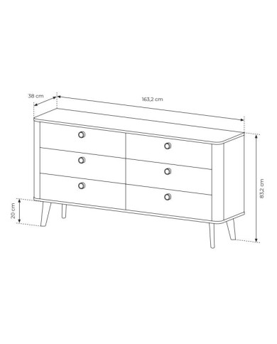Commode 6 tiroirs chêne barista 163 cm ELIA