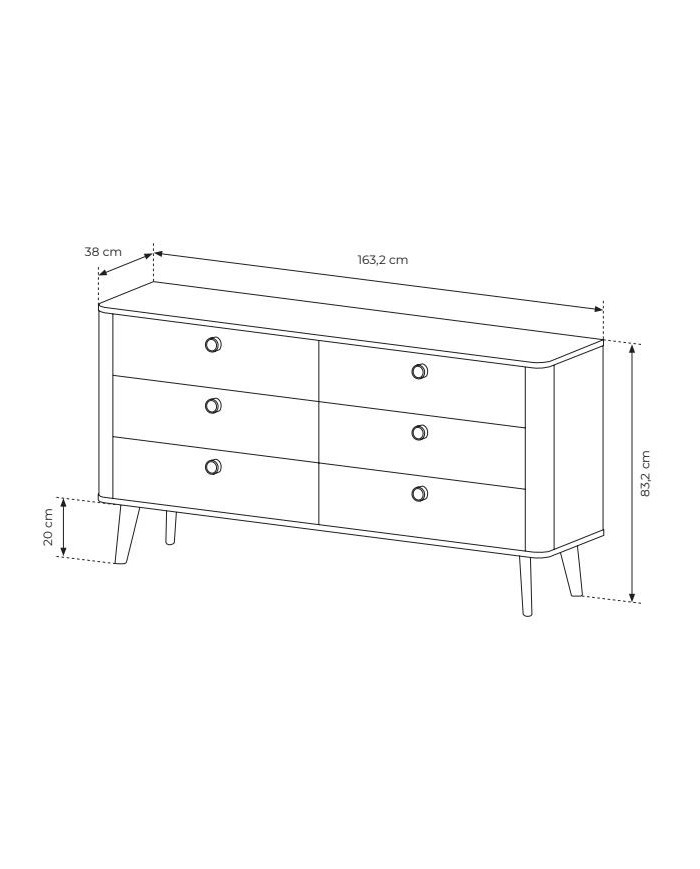 Commode 6 tiroirs chêne barista 163 cm ELIA