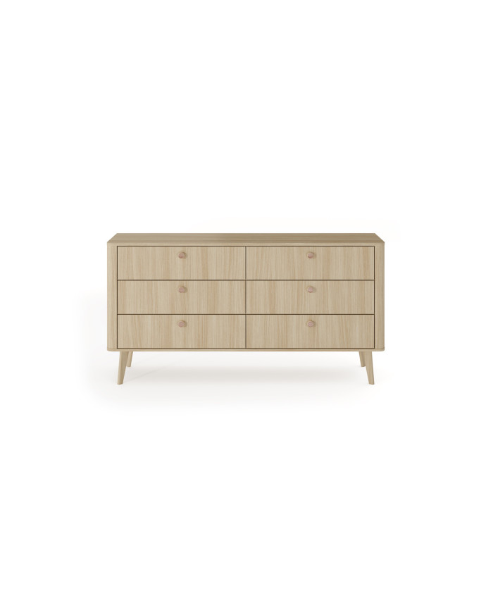 Commode 6 tiroirs chêne barista 163 cm ELIA
