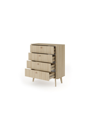 Commode 4 tiroirs chêne barista 88 cm ELIA