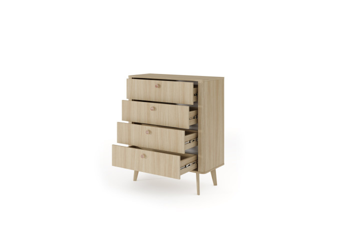 Commode 4 tiroirs chêne barista 88 cm ELIA