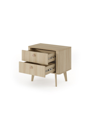 2 x Tables de chevets avec 2 tiroirs 63 cm Elia