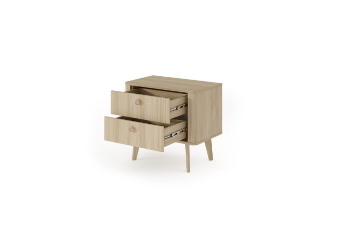 2 x Tables de chevets avec 2 tiroirs 63 cm Elia