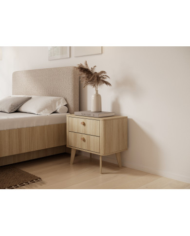 2 x Tables de chevets avec 2 tiroirs 63 cm Elia