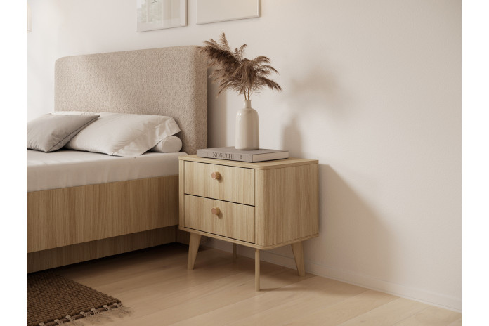 2 x Tables de chevets avec 2 tiroirs 63 cm Elia