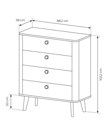 2 x Tables de chevets avec 2 tiroirs 63 cm Elia