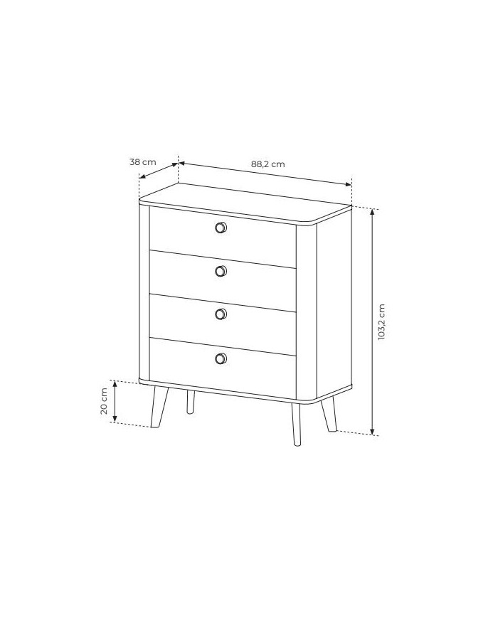 2 x Tables de chevets avec 2 tiroirs 63 cm Elia