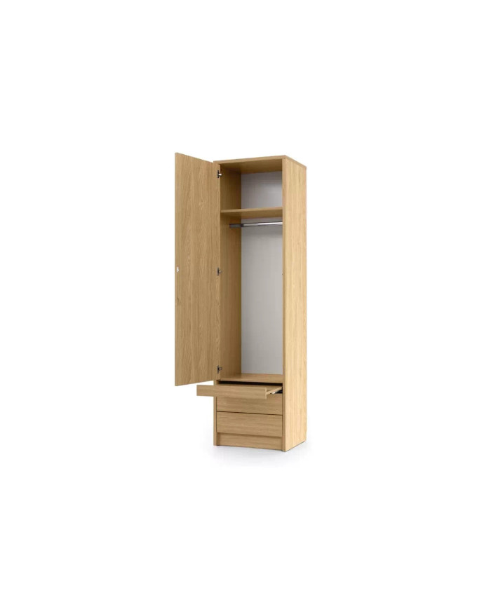 Pack : Armoire lit escamotable avec canapé Emma 04 140x200 cm Chêne huilé  + 2 armoires colonne DELUXE