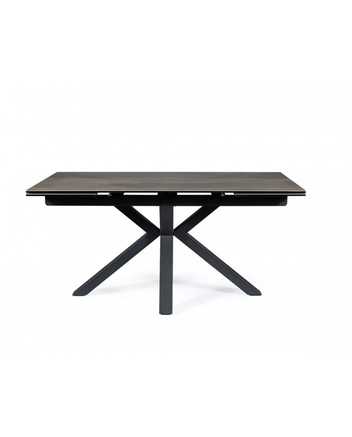 Table extensible plateau céramique espagnole à effet bois et structure métal COLOMBO
