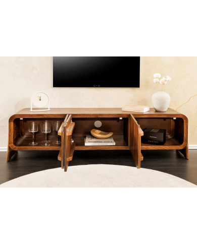 Meuble TV BRESIL 160 cm – Bois de manguier massif verni - Élégance naturelle & authenticité artisanale