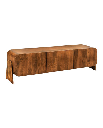 Meuble TV BRESIL 160 cm – Bois de manguier massif verni - Élégance naturelle & authenticité artisanale