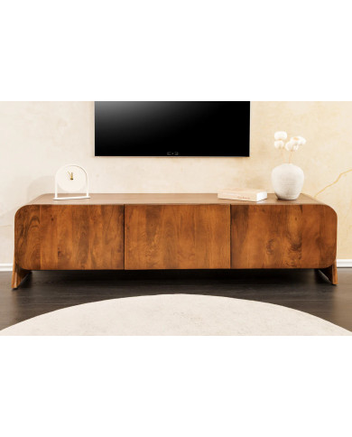 Meuble TV BRESIL 160 cm – Bois de manguier massif verni - Élégance naturelle & authenticité artisanale