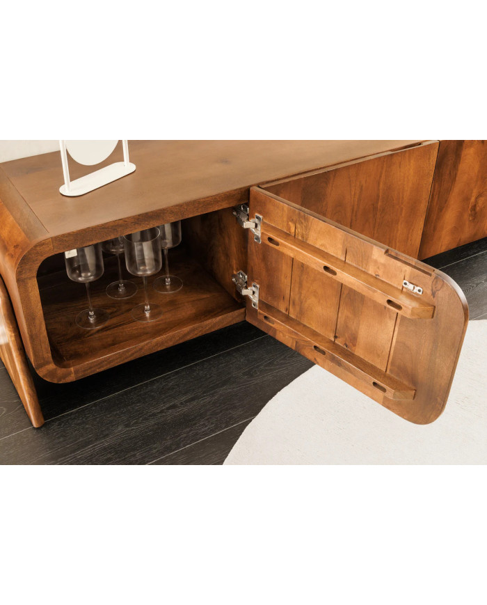 Meuble TV BRESIL 160 cm – Bois de manguier massif verni - Élégance naturelle & authenticité artisanale