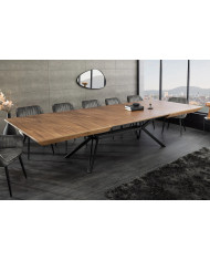 Table 12-14 couverts extensible TINA – Noyer & métal noir  Jusqu’à 320 cm de longueur –     Réunissez-vous en grand format !