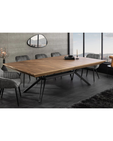 Table 12-14 couverts extensible TINA – Noyer & métal noir  Jusqu’à 320 cm de longueur –     Réunissez-vous en grand format !