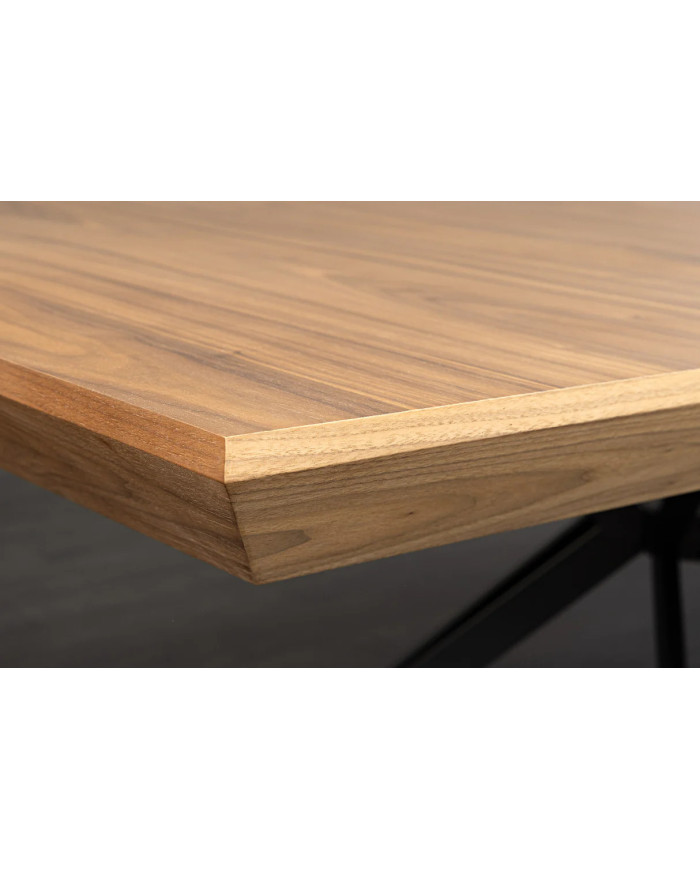 Table 12-14 couverts extensible TINA – Noyer & métal noir  Jusqu’à 320 cm de longueur –     Réunissez-vous en grand format !